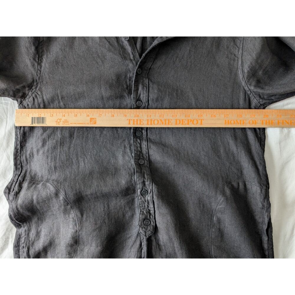 CP Shades Black 100% Linen Button Front Tunic Shirt S Made in USA EUC - Picture 5 of 10